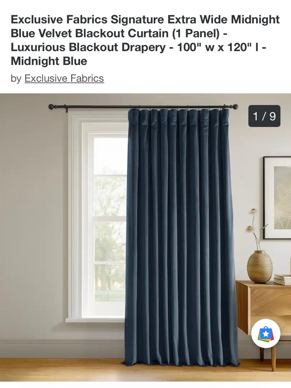 Midnight Blue Velvet Blackout Curtain – Luxury Drapery Panel